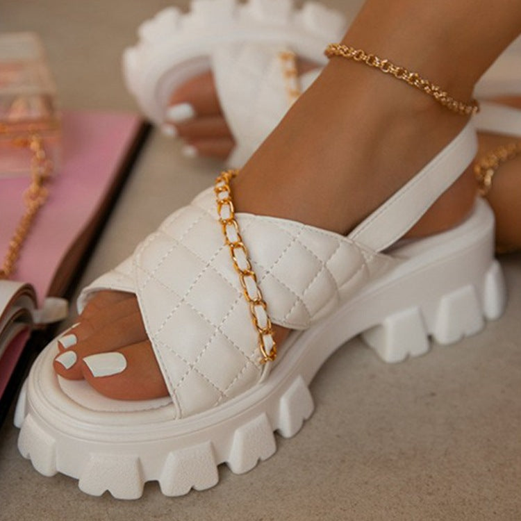 Buckle Chain Rhombic Lattice Beach Sandals