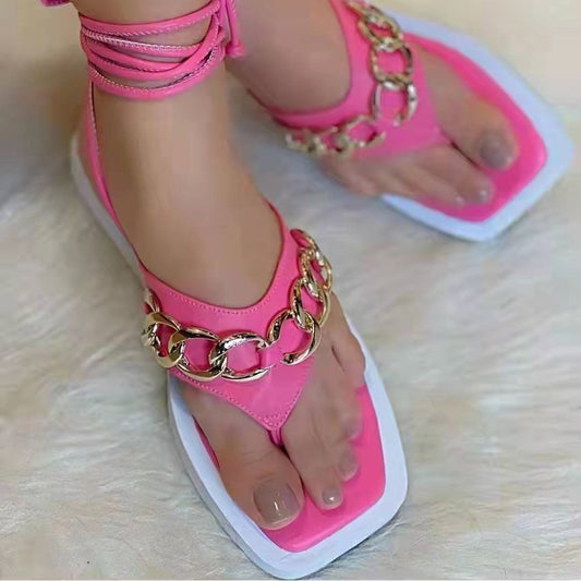 Summer Flat Chain Flip Flops Sandals