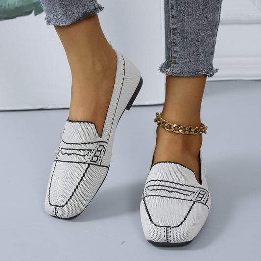 Casual Solid Knitted Flat Shoes