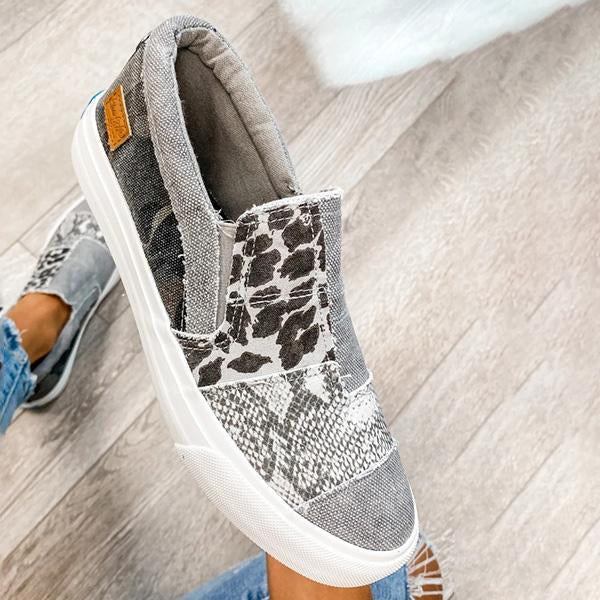 Casual Flat Color Matching Canvas Shoes