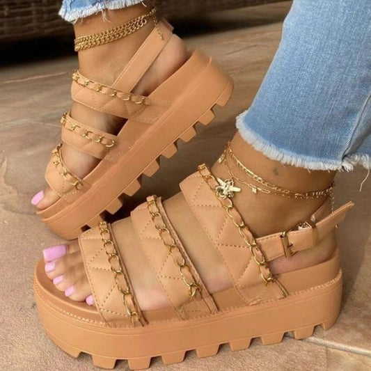 Summer Chain Belt Buckle Sandals