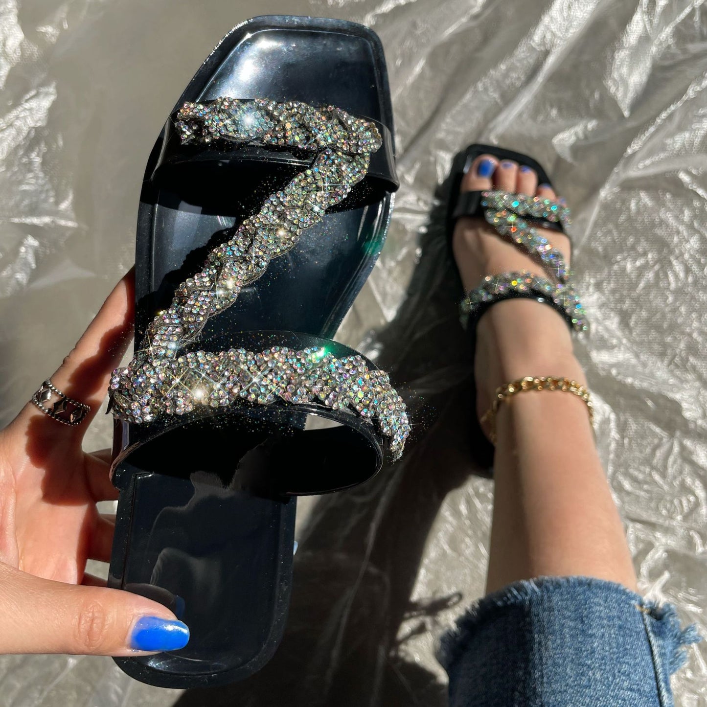 Bling Diamond Flat Sandals