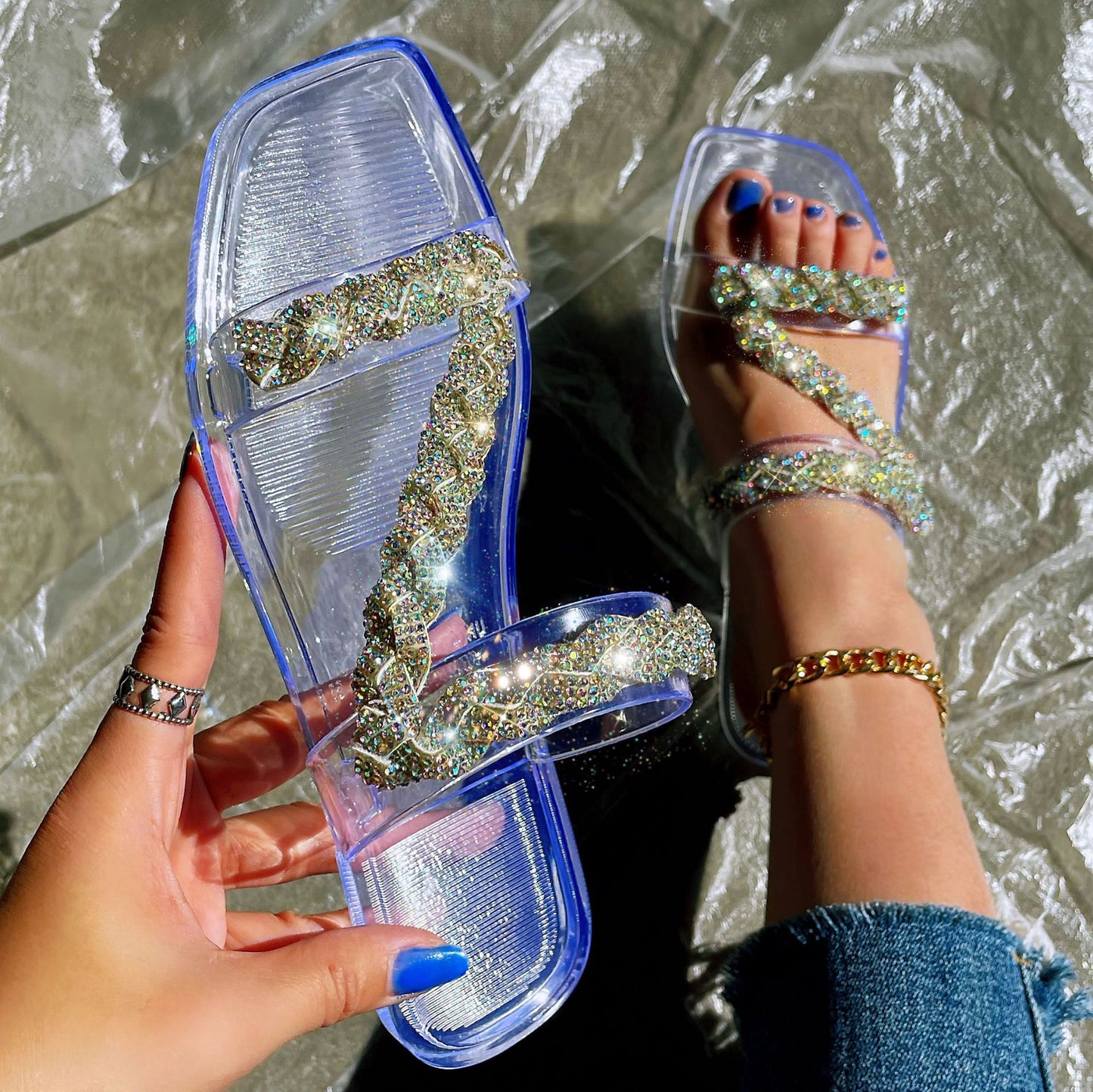 Bling Diamond Flat Sandals