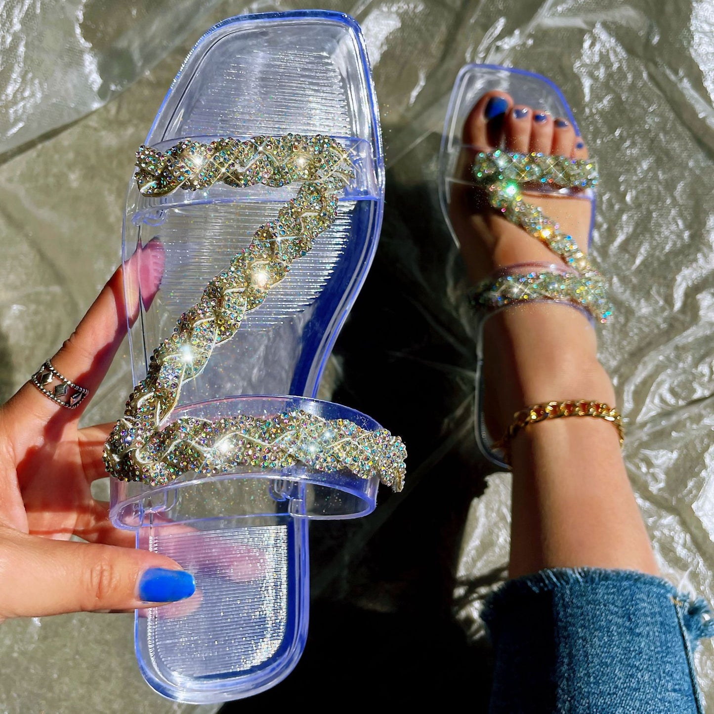 Bling Diamond Flat Sandals