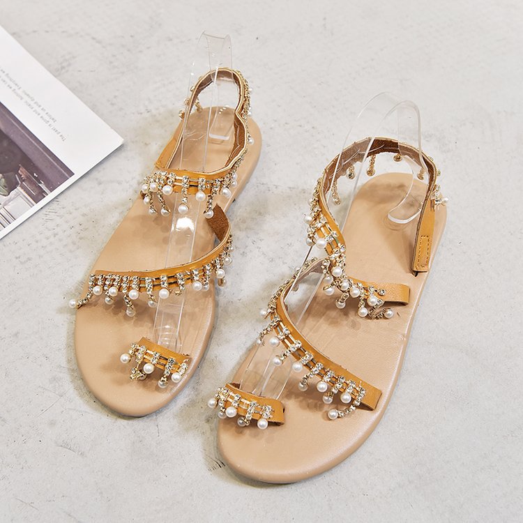 Summer  Handmade Beaded Flat Sandals