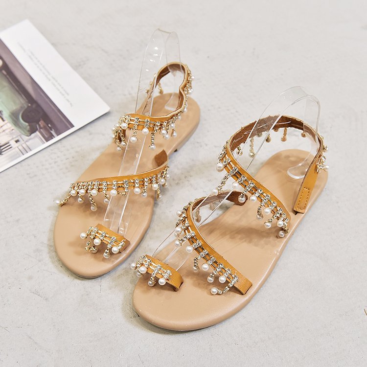 Summer  Handmade Beaded Flat Sandals