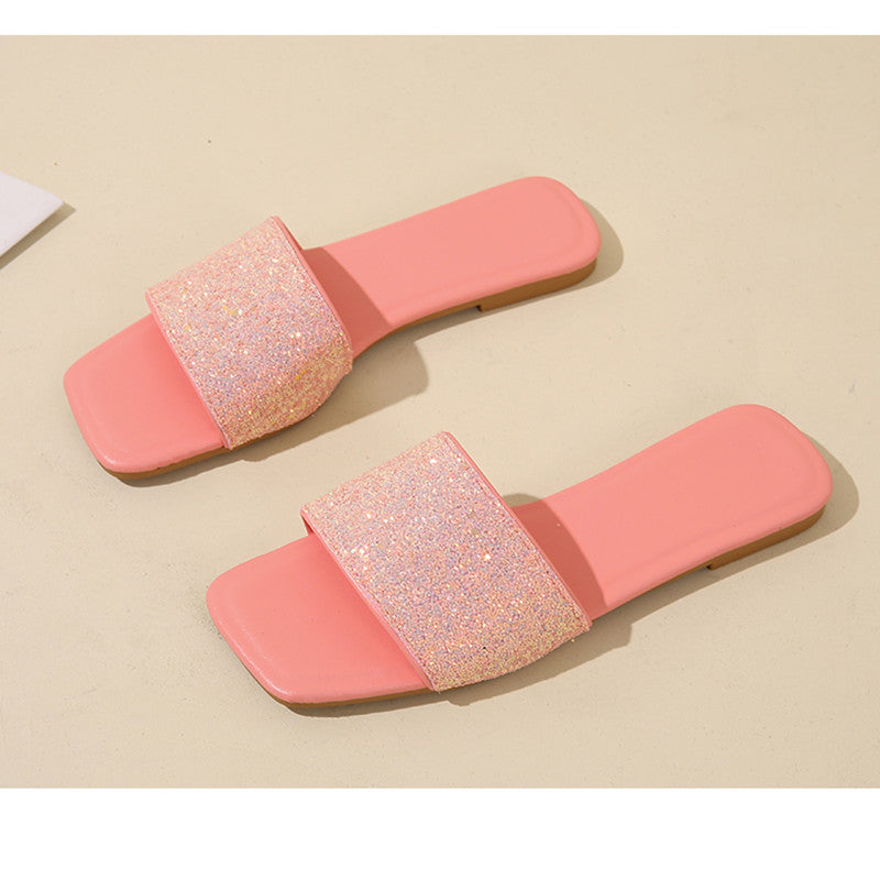 Sequined Flat Slippers