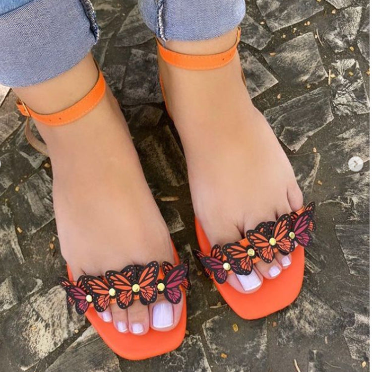 Butterfly Deco Flat Sandals